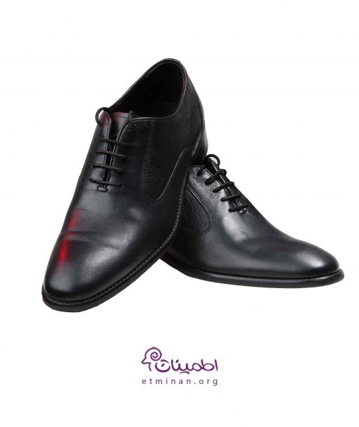 کفش چرمی مردانه - کفش بند دار مردانه - کفش دامادی - کفش مشکی - کارخانه پوشاک اطمینان مشهد